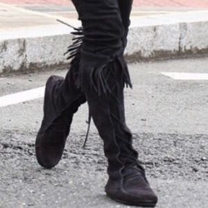 Minnetonka knee high lace up moccasins